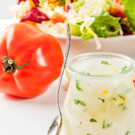 Fresh Homemade Ranch Dressing with Herbs in a Jar