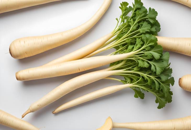 Fresh Parsnip Isolated on White Background Ideal for Healthy Recipes