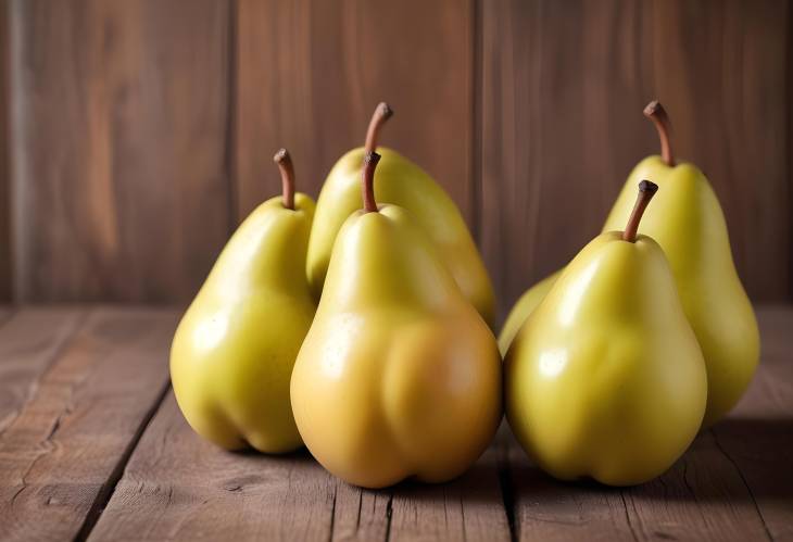 Fresh Pears on a Wooden Table Close up Shot Highlighting Natural Textures