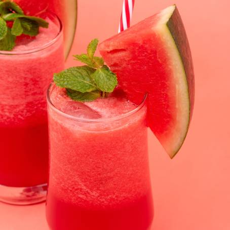 Fresh Watermelon Juice and Smoothie Close Up A Refreshing Summer Beverage