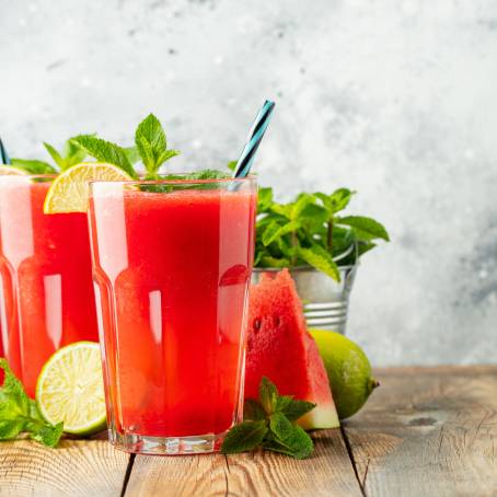 Fresh Watermelon Juice and Smoothie Close Up Ideal for Summer Hydration