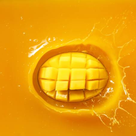 Fresh Yellow Mango Top View on White Surface, Ideal for Tropical Fruit Images and Photography