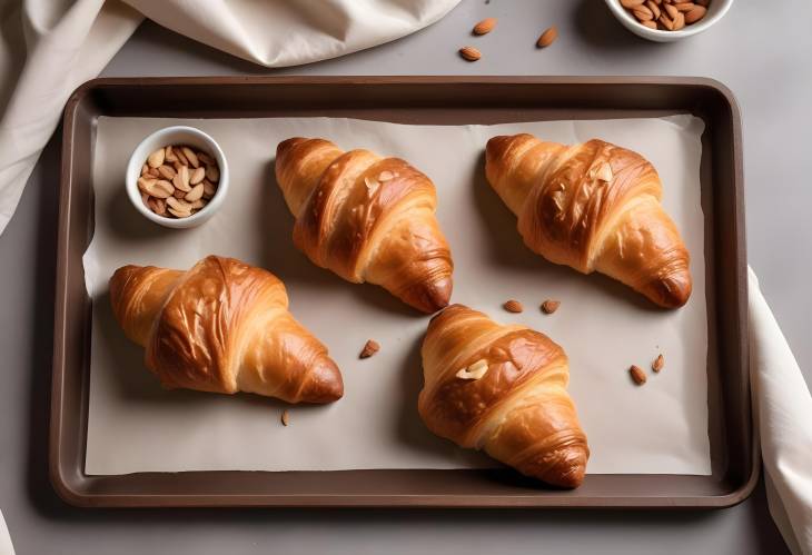 Freshly Baked French Croissant with Almonds Perfect for Breakfast and Pastry Lovers