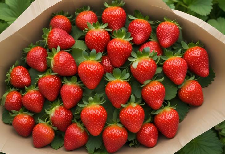 Freshly Picked Strawberries with Green Stems A Juicy Showcase