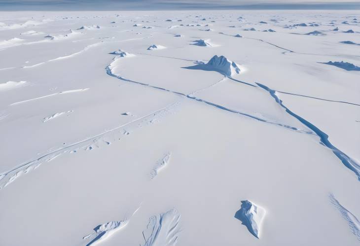 Frozen Antarctic Desert Aerial View of Snowy South Pole and Scientific Research Base in Winter