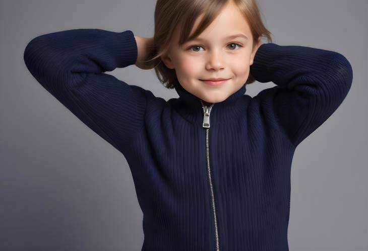 Full Zip Navy Knit Sweater Jumper for Boys and Girls Organic Cotton on White Background