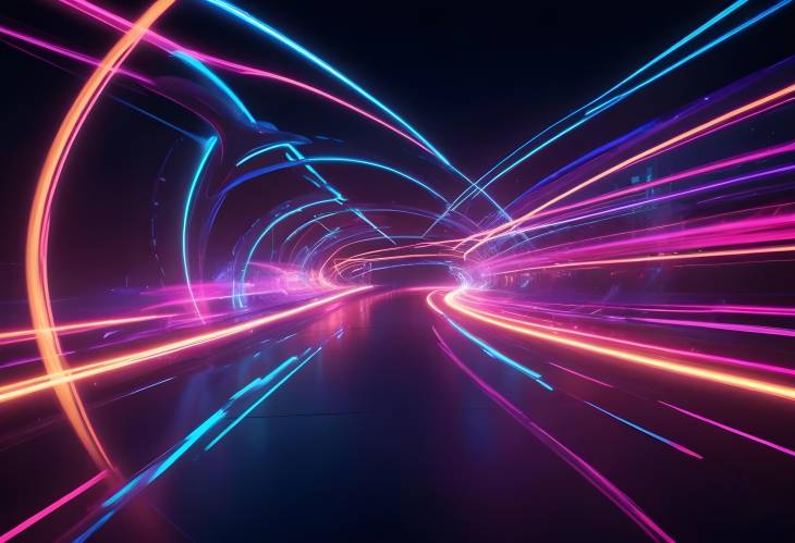 Futuristic Abstract Neon Light Trails with Bright Colors and HighTech Patterns Creating a Stunning