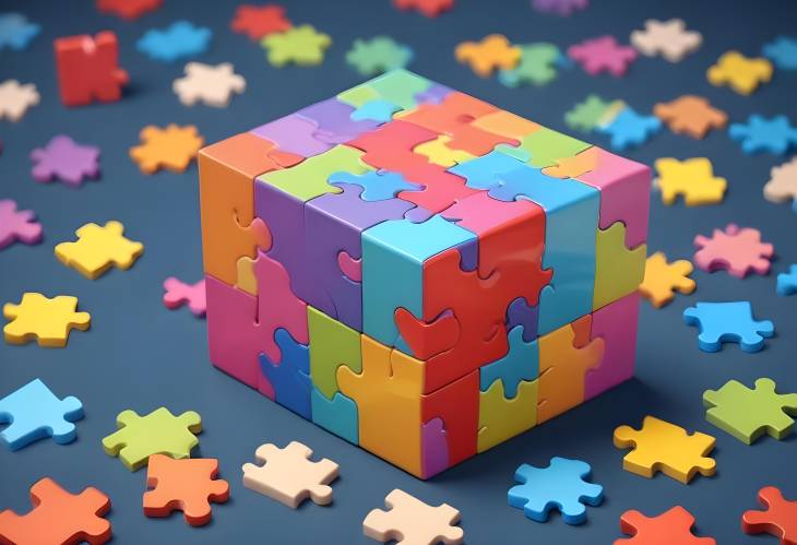 Game Design ABC Blocks and Jigsaw Puzzle Representing Teamwork and Child Development