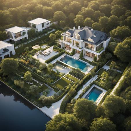 Garden Elegance Aerial Views of Luxury Living