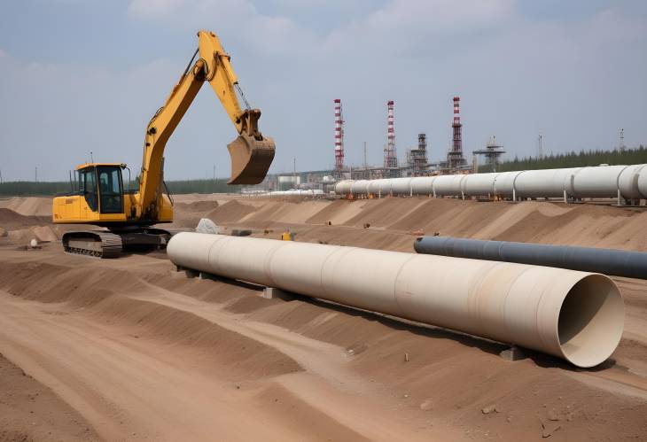 Gas and Crude Oil Pipeline Construction with Excavator and Pipelayer for Petrochemical Transit