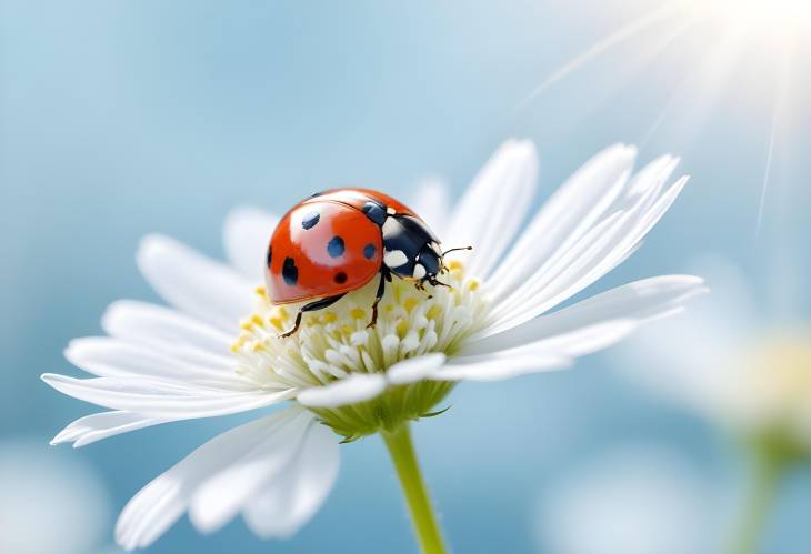 Gentle Light Blue Background with Ladybug