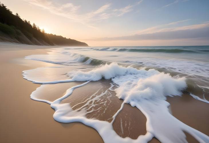 Gentle Waves Rolling onto Sandy Beach