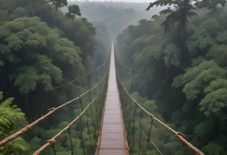 Ghana Rainforest Aerial View Walkway Path Disappearing into the Jungle Distance