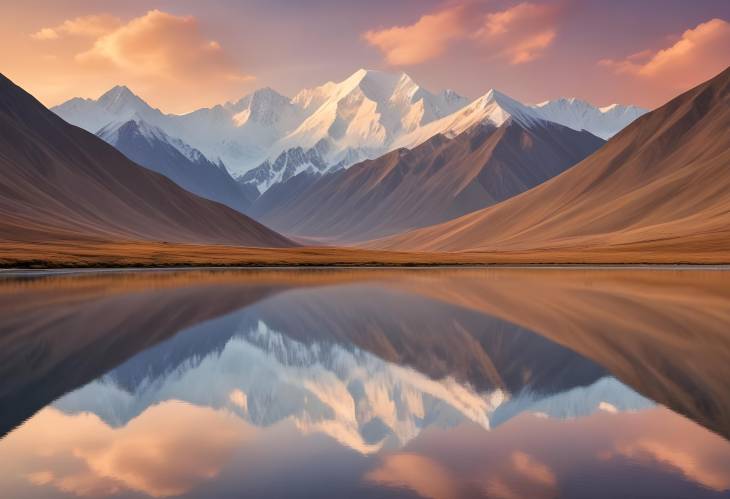 Glaciated Beauty Pik Lenin at Sunset with Golden Hills