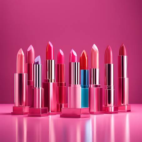 Glamorous 3D Lipsticks on a Pink Podium