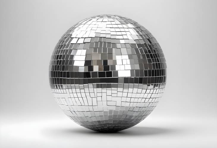 Glamorous Shiny Silver Disco Ball Isolated on White Background, Ideal for Dance Floors and Events