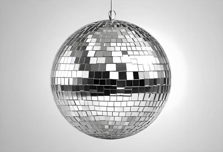 Glamorous Silver Disco Ball Isolated on White Background for Party and Dance Floor Illumination