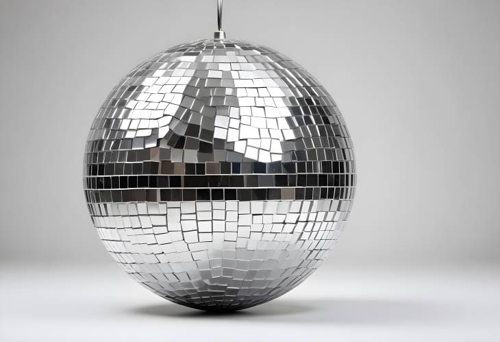 Gleaming Silver Disco Ball Isolated on White Background for Modern Party and Dance Floor Decor