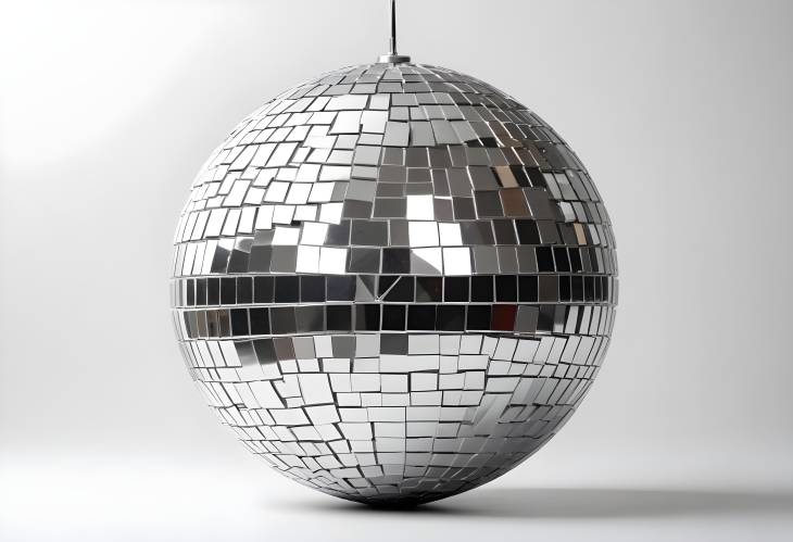 Gleaming Silver Disco Ball with Shiny Finish Isolated on White Background for Party and Dance Event