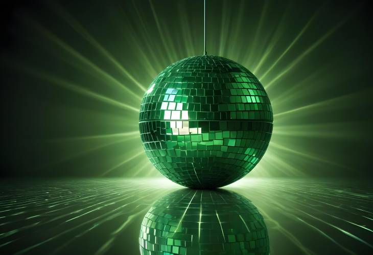 Glistening Green Disco Ball and Light Reflection Vibrant Party Decor for Night Events