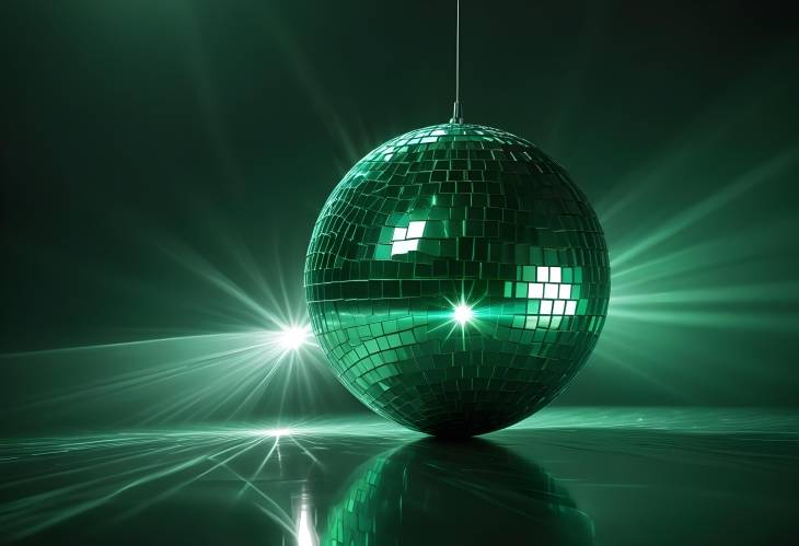 Glistening Green Disco Ball with Reflected Light Perfect for Party and Dance Decorations