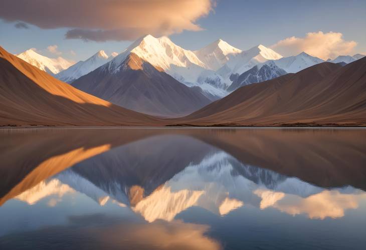 Glistening Peaks and Golden Hills Pik Lenin at Sunset