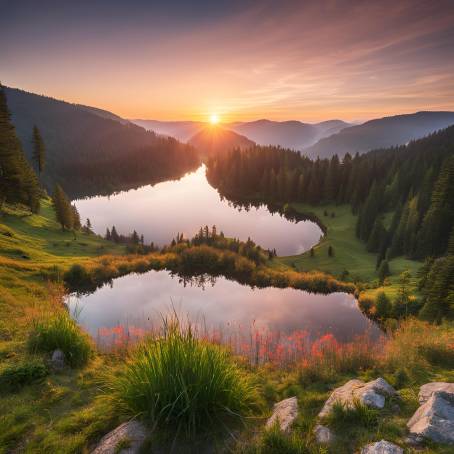 Glorious Sunrise at Polands Famous Alpine Pond