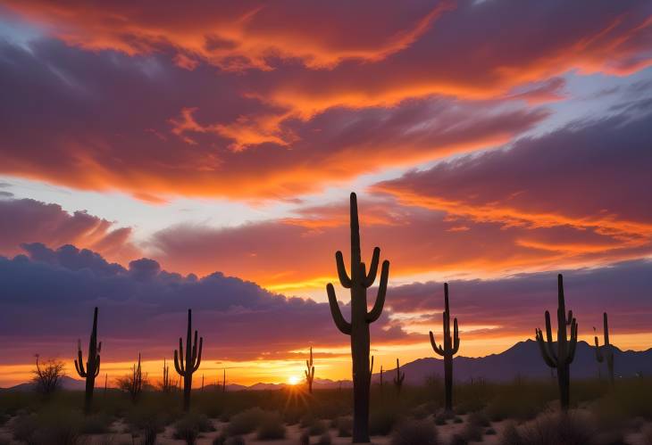 Golden Hour Bliss Desert Cacti and Sunset