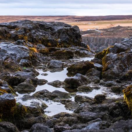 Golden Light on Iceland Rugged Landscape at Dusk