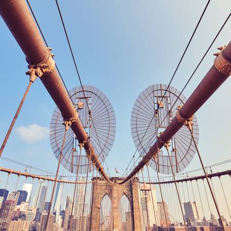 Golden Sunrise Over the Historic Brooklyn Bridge