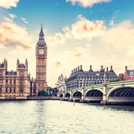 Golden Twilight over Big Ben and Westminster Palace by the Thames