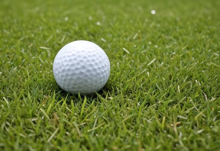 Golf Ball on Lush Green Lawn Close Up View for Golf and Sports Enthusiasts