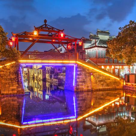 Gondola on Canal in Tongli Watertown, Near Suzhou, China