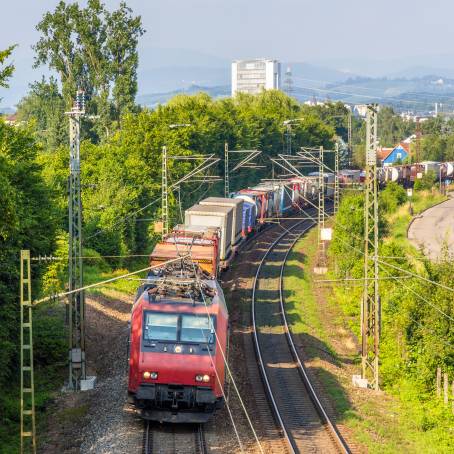 Goods Delivery Freight Train at Railway Station