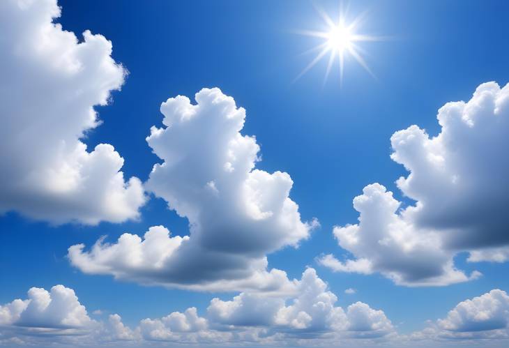 Gorgeous Blue Sky with Fluffy White Clouds  Perfect for Nature and Design Projects