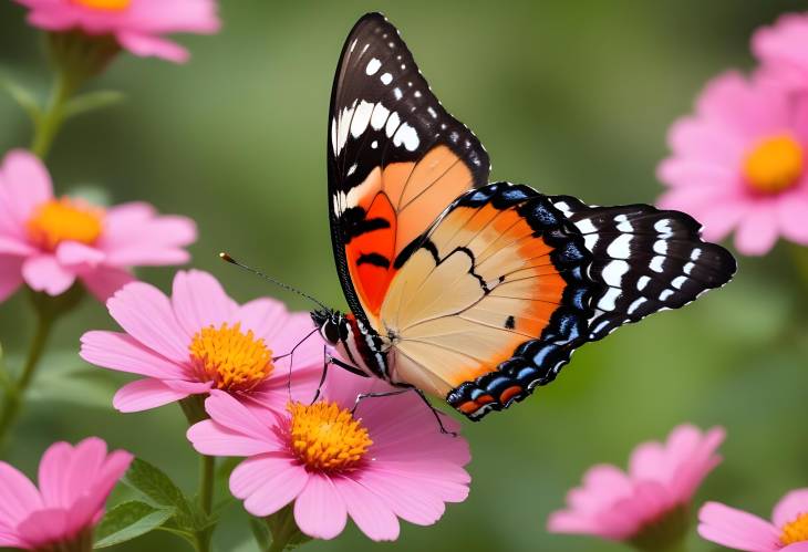 Gorgeous Butterfly on a Pink Bloom  Natures Splendid Display