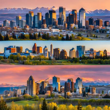 Gorgeous Calgary Skyline from Scotsman Hill Clear and Sunny Day in Canadas City