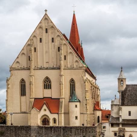 Gothic St. Nicholas Church with Scenic Znojmo Vineyard Views