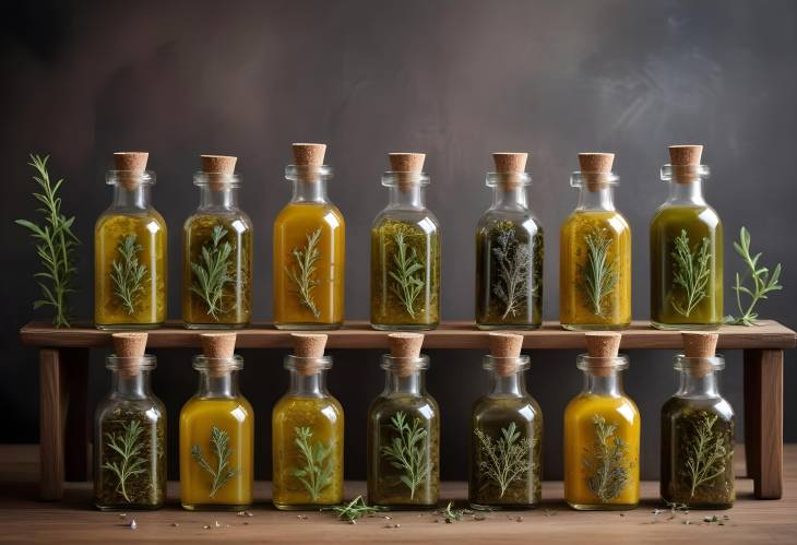 Gourmet Herb Infused Oils in Stylish Glass Bottles  Artisanal Collection