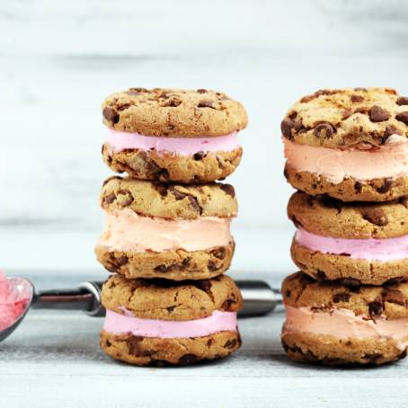 Gourmet Ice Cream Sandwiches with Nuts, Caramel, and Chocolate Chip Cookies