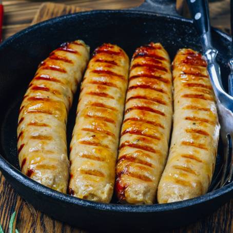 Gourmet Italian Sausage with Cheese in a Cast Iron Skillet