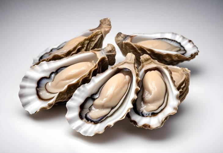 Gourmet Oysters Isolated on White High Quality Seafood Delight