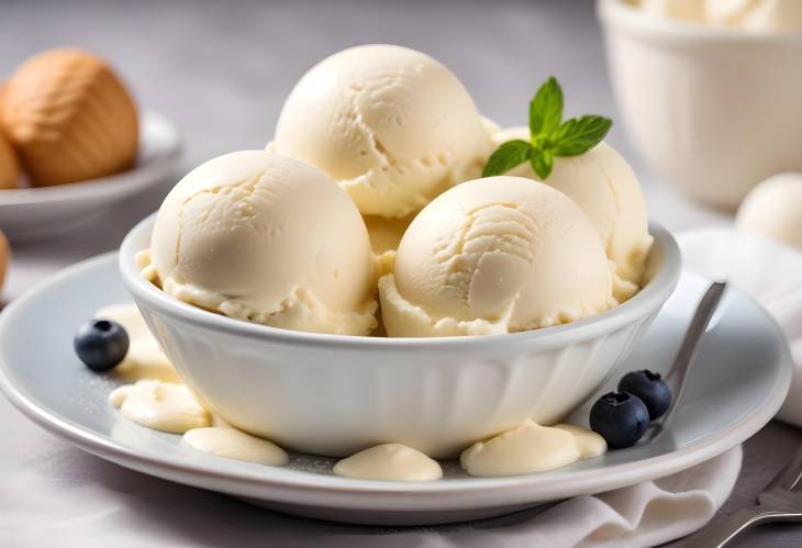 Gourmet Ricotta Ice Cream Creamy Frozen Dessert with Soft Focus Background