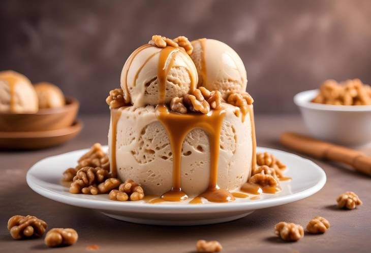 Gourmet Walnut Caramel Ice Cream  Sweet Caramel with Crunchy Walnuts and Rich Creamy Texture, Front