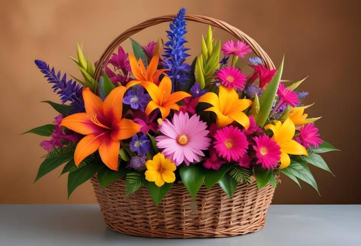 Graceful Basket of Exotic Flowers A Tropical Floral Masterpiece