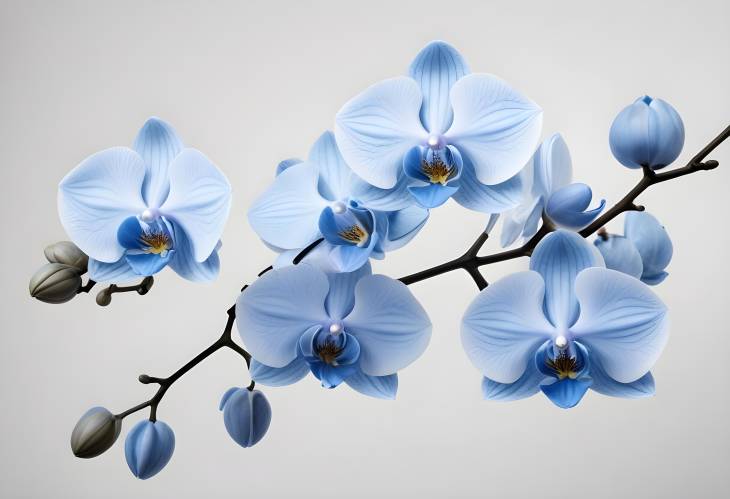 Graceful Blue Orchid Flowers on White Isolated Background