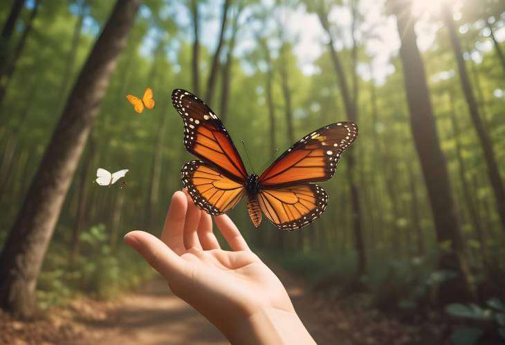 Graceful Freedom Girl Frees Butterfly, Capturing the Essence of Liberation