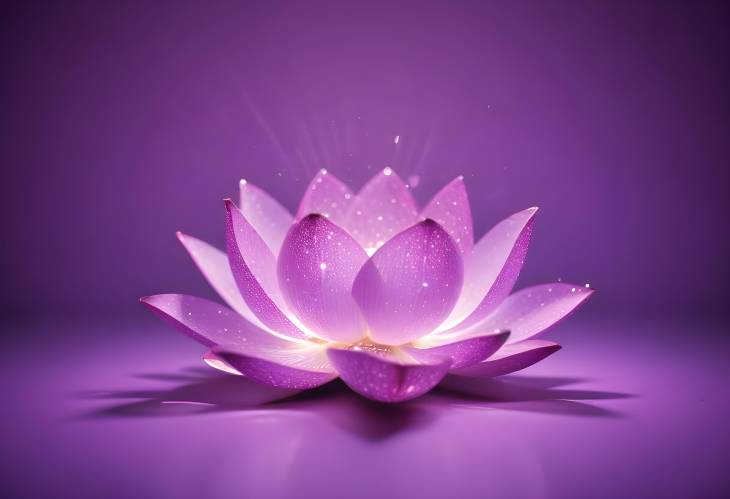 Graceful Pink Lotus with Light Purple Sparkle and Floating on Water