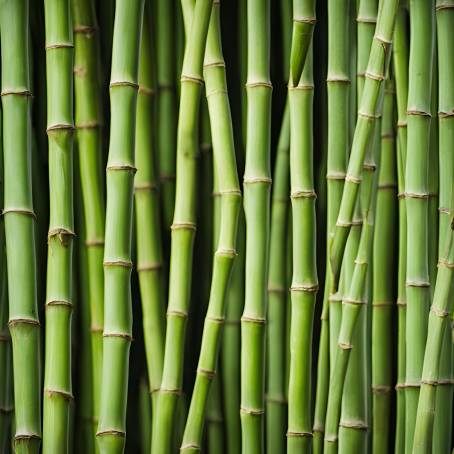 Green Bamboo Stems Close Up with Emphasis on Rich Textural Details and Patterns