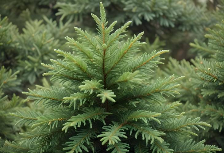 Green Christmas Tree Branches Set Against a Natural and Rustic Background